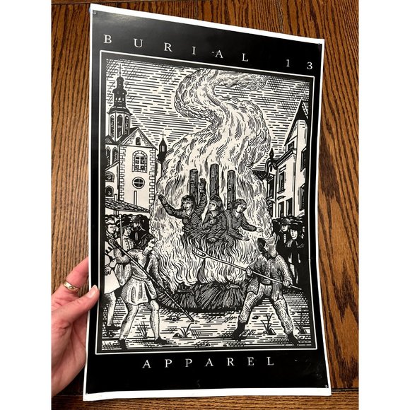 Burial 13 Apparel 11 x 17 poster burning at stake pitchfork Coffin Crew Fresno - Picture 1 of 9